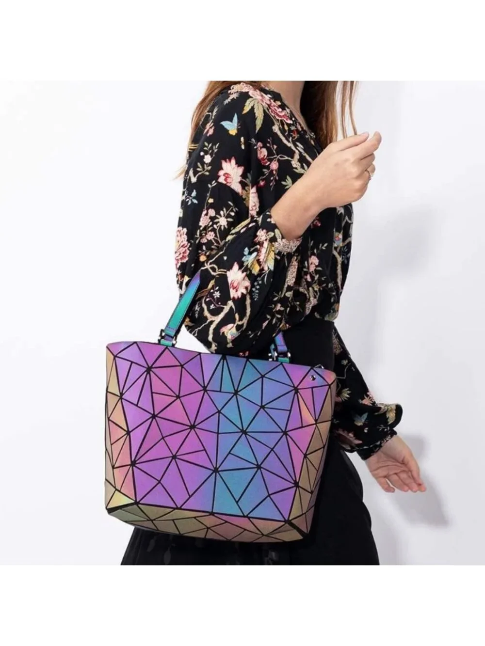 Luminous Geometric Handbag for Women | Stylish Top Handle Satchel Purse